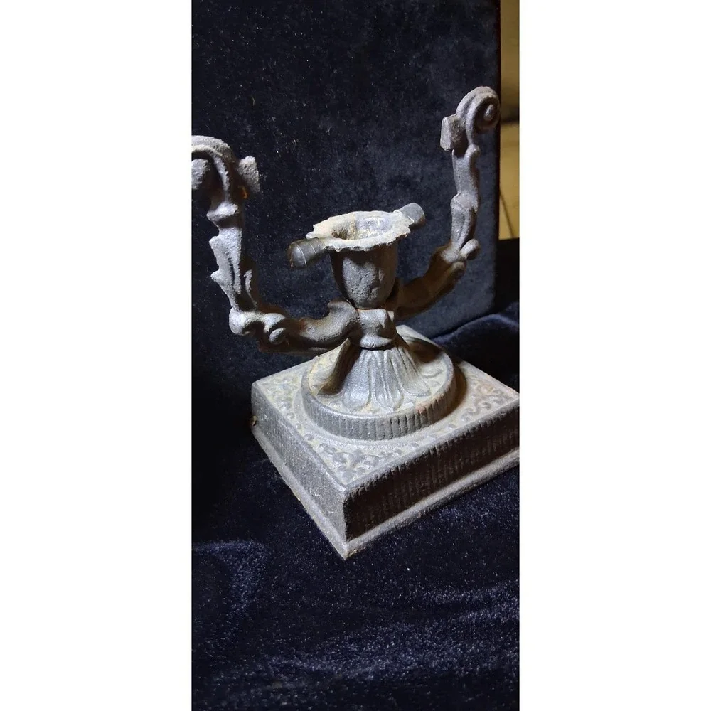 Vintage Wilton Ornate Black Cast Iron Taper Candle Holder Made In USA